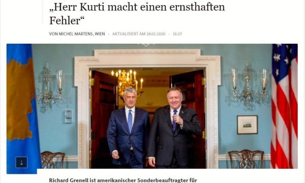  Gazeta prestigjioze gjermane: Kosova në konflikt me Amerikën, “Kurti po bën një gabim serioz”