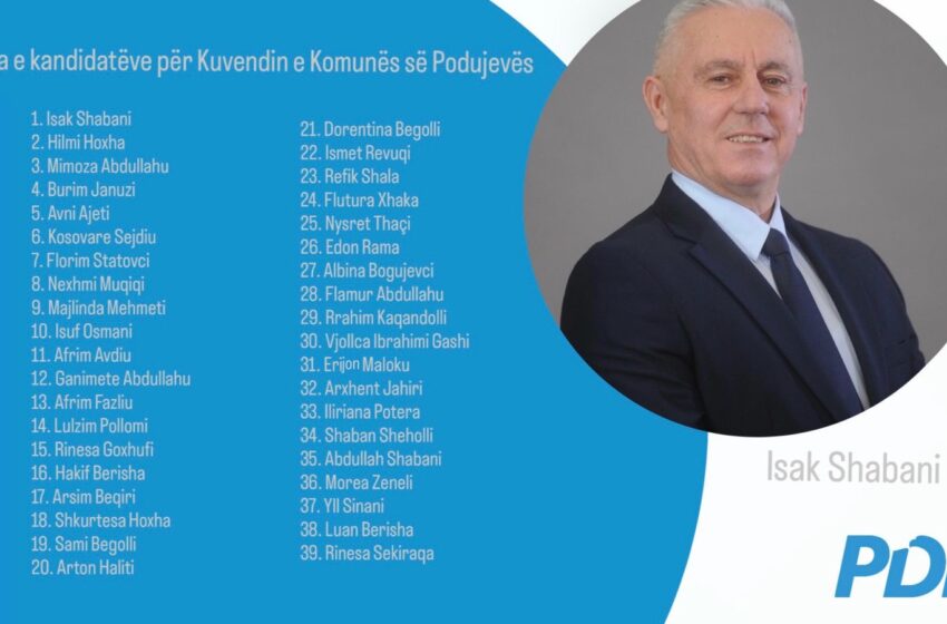  PDK në Podujevë publikon listën për asamble komunale 